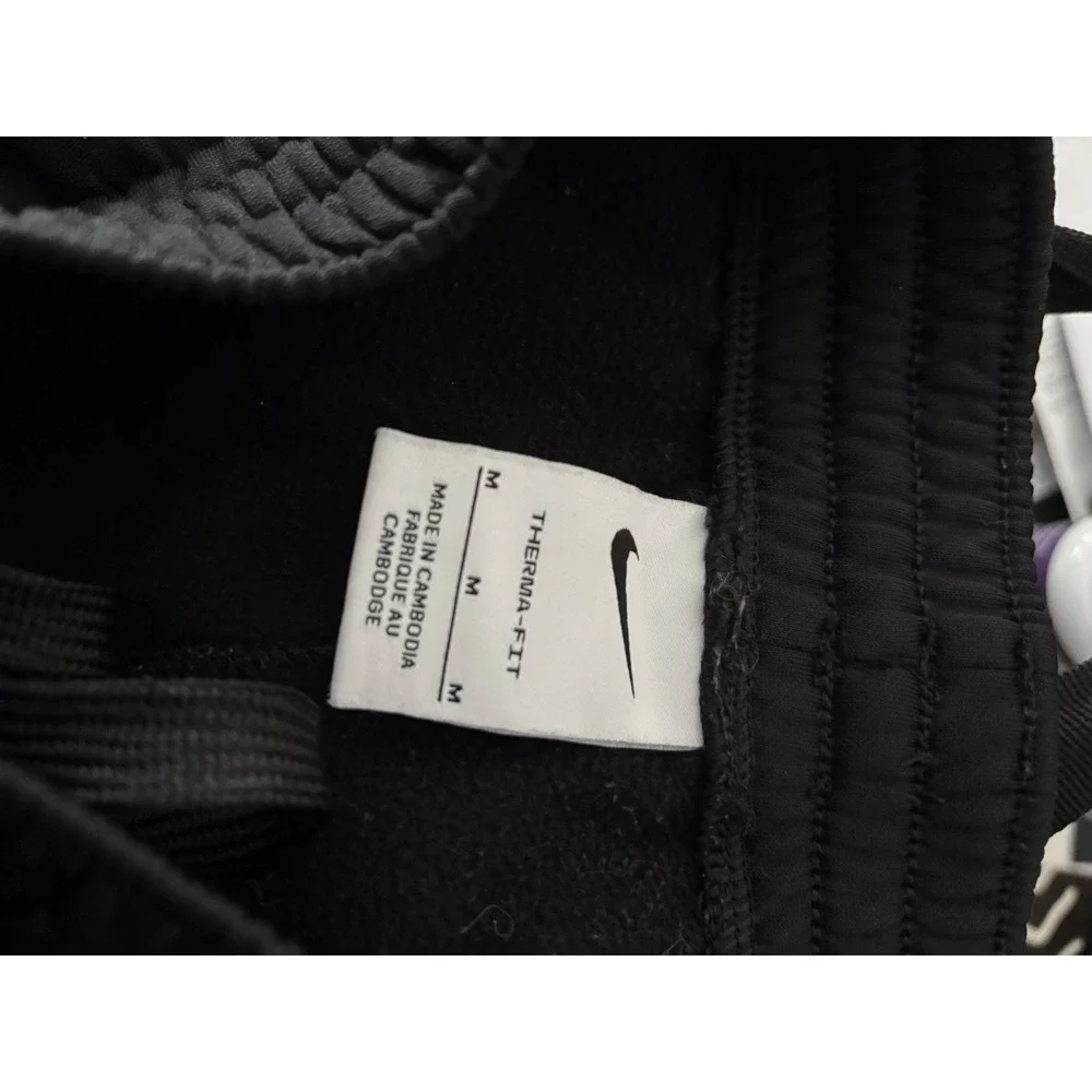 Nike Kids Therma-FIT Black Sweatpants Speckled Swoosh Joggers Boys Girls Medium